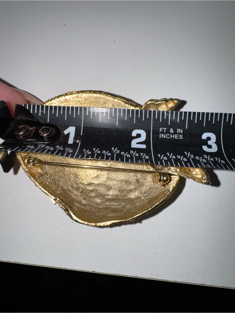 Gold Seashell & Floral Statement Brooch Pin – Coastal Ocean Beach Jewelry